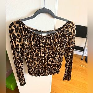 Leopard print off the shoulder top